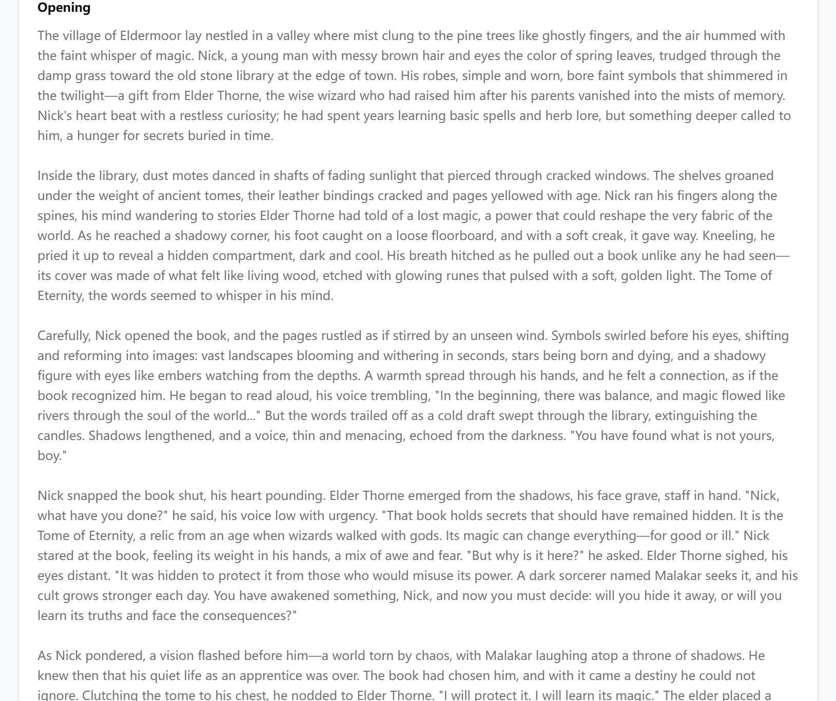 AI Story Generator sample result 4