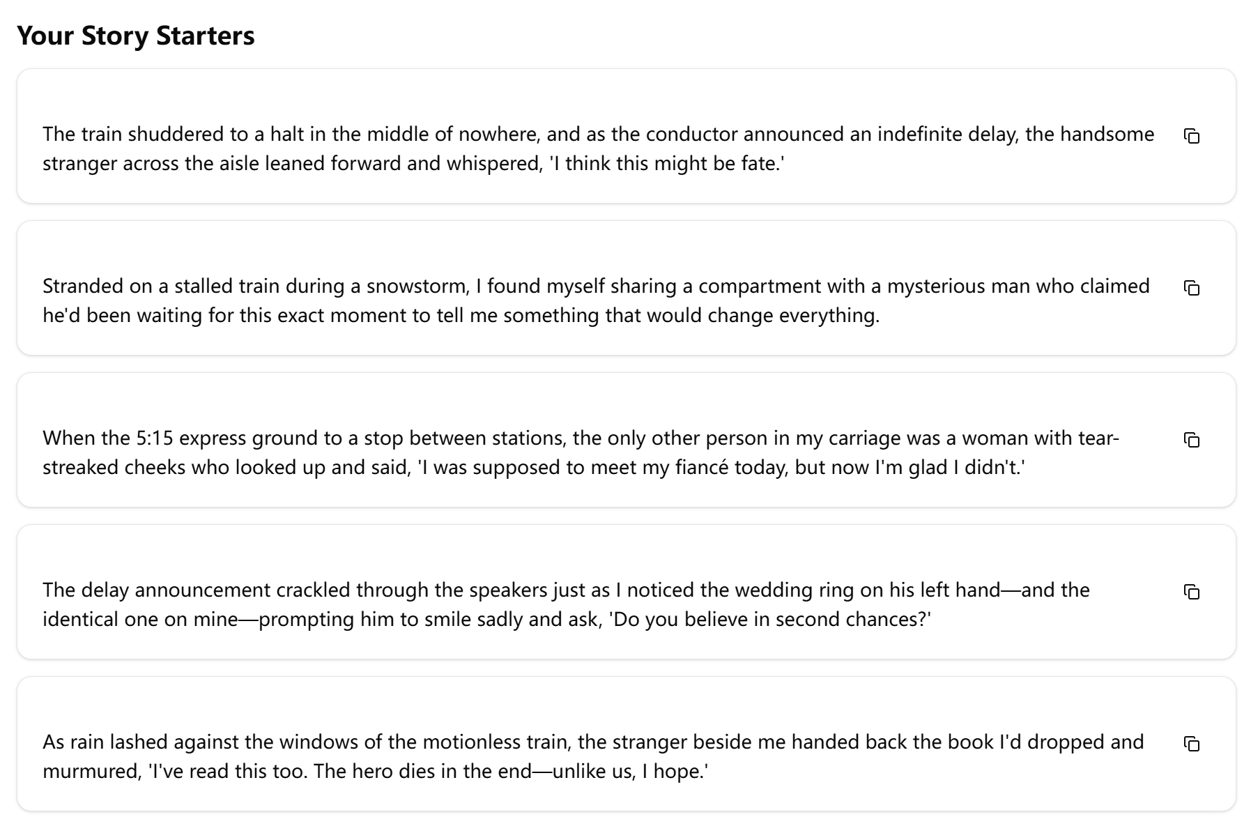 Story Starter Generator demo output
